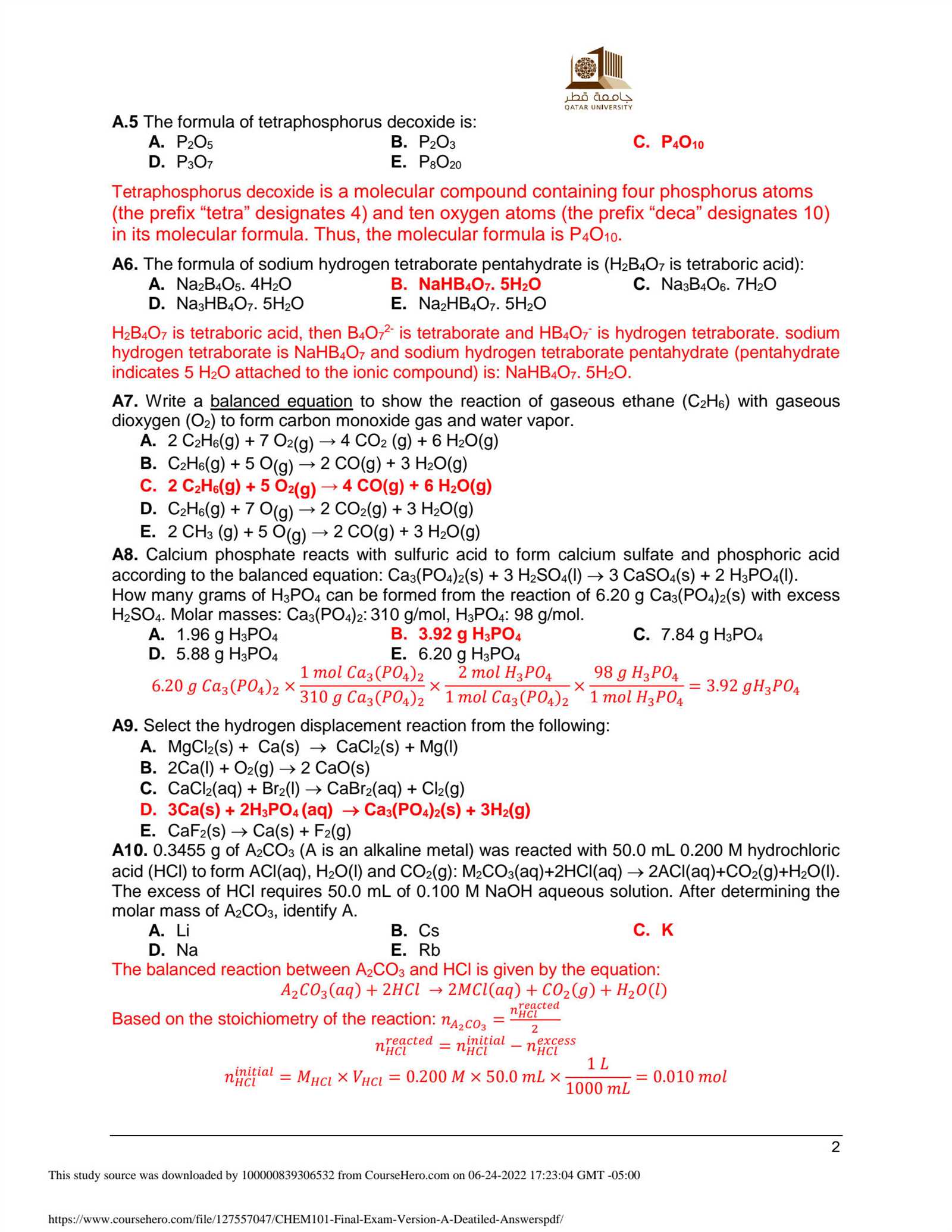 analytical chemistry final exam key