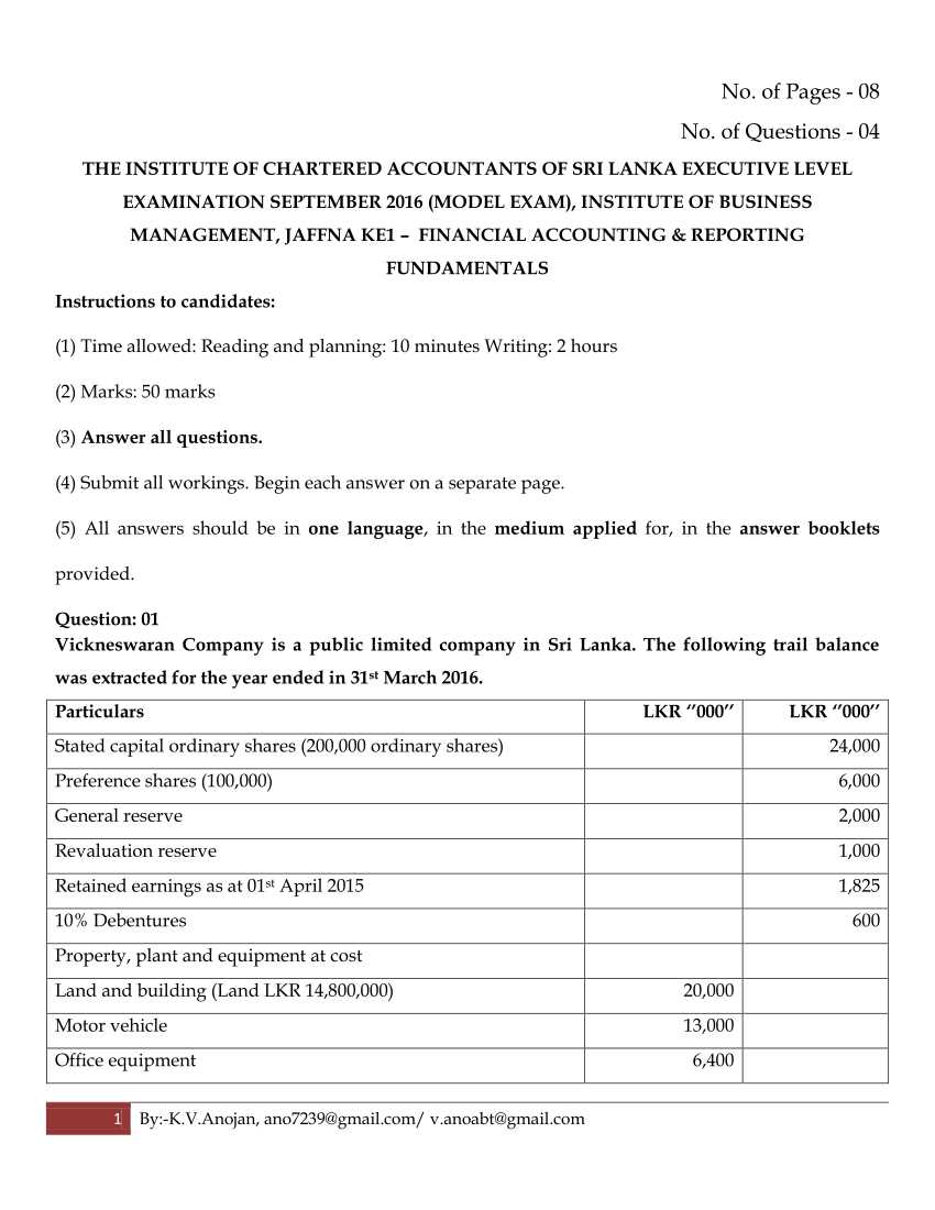 financial accounting final exam with answers