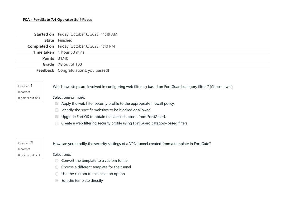 fortigate 7.4 operator exam answers