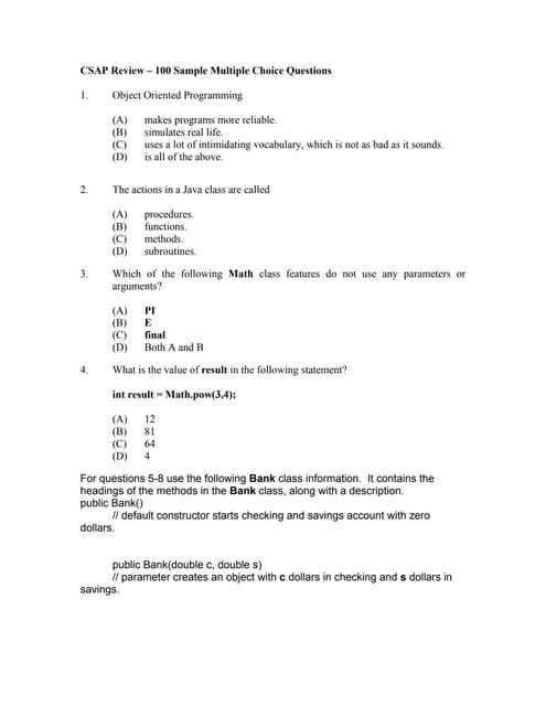 oop java exam questions and answers