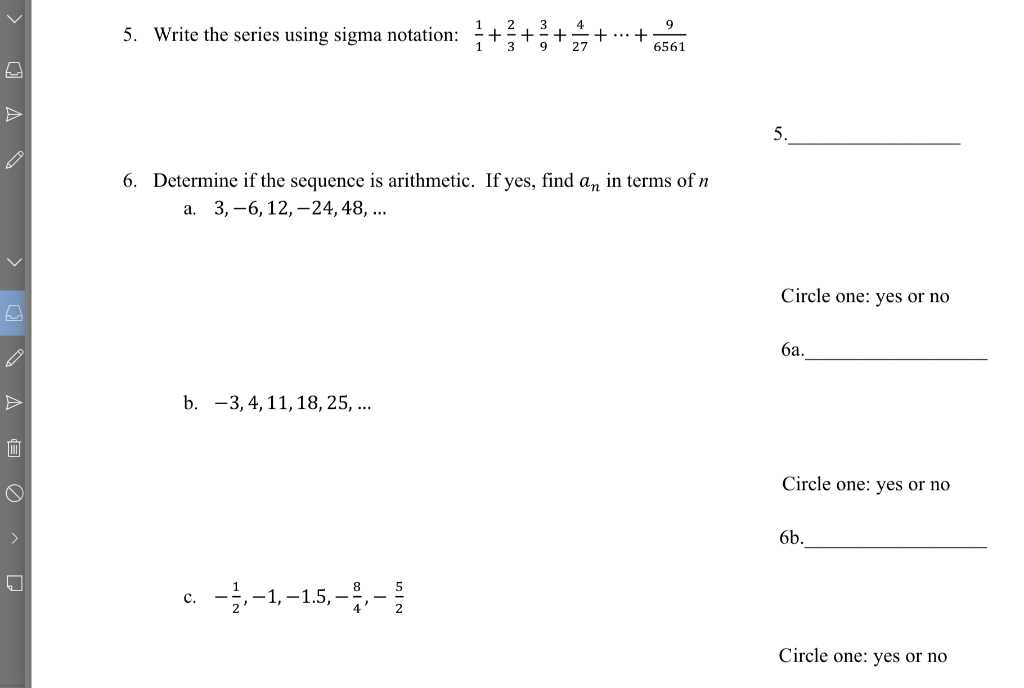 sigma notation worksheet answers