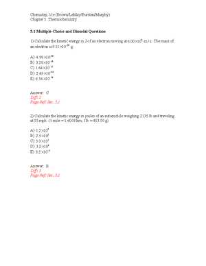 chemistry unit 5 test answers