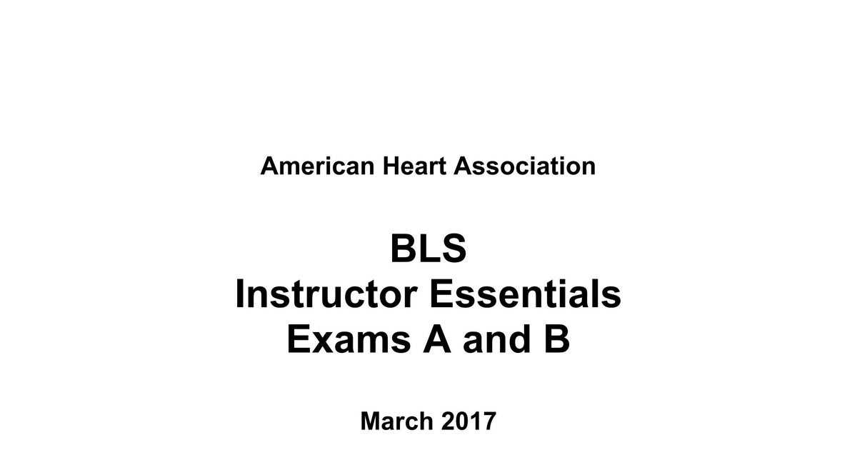 bls instructor essentials exam a answers