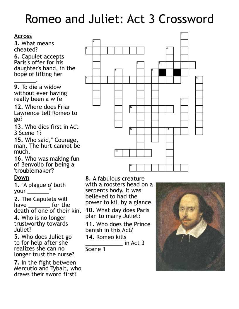 romeo and juliet crossword puzzle answers