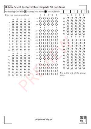 bubble answer sheet 1 50