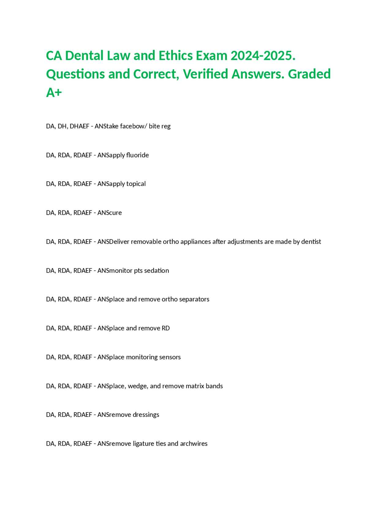 rda exam dates 2025