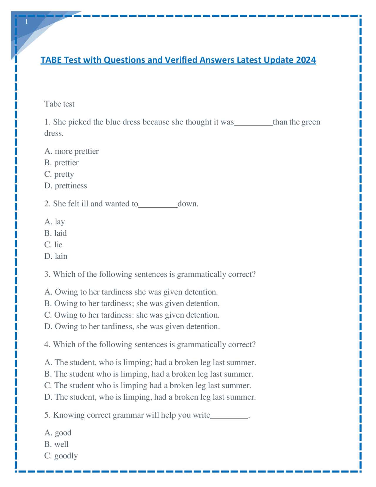 tabe test form 9 level a answers