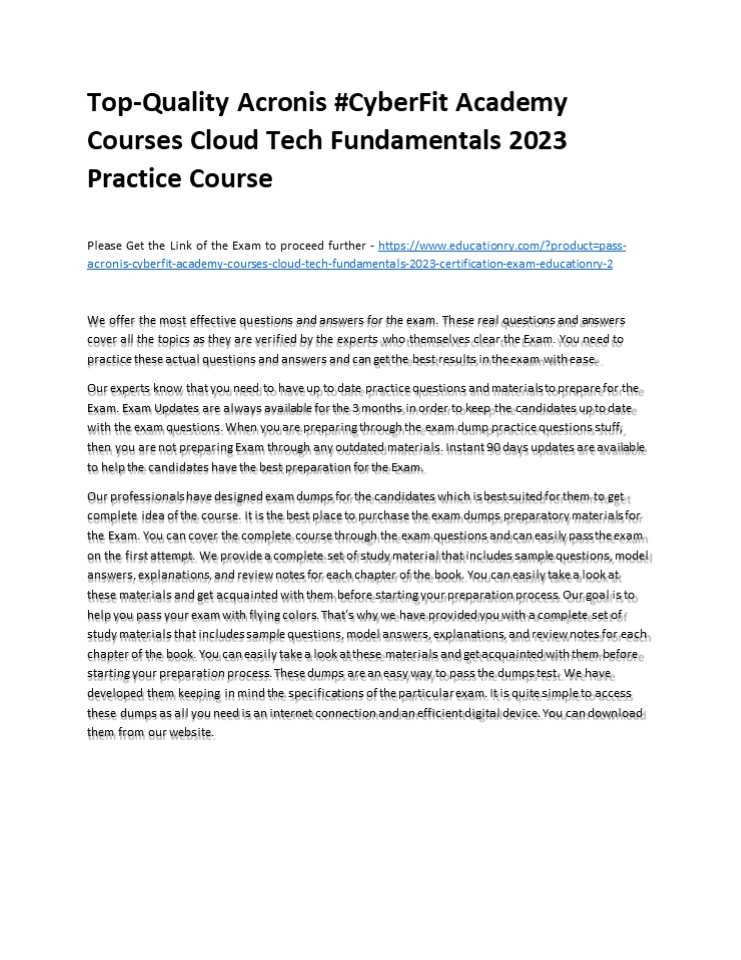 acronis cloud tech fundamentals exam answers