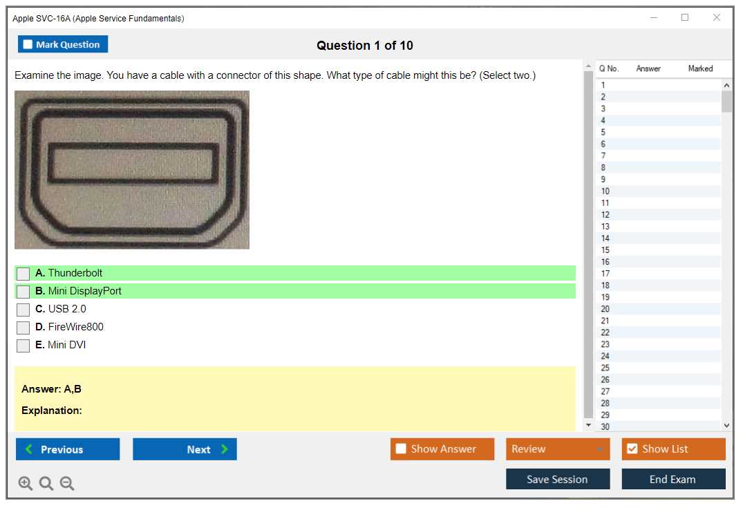 apple exam answers