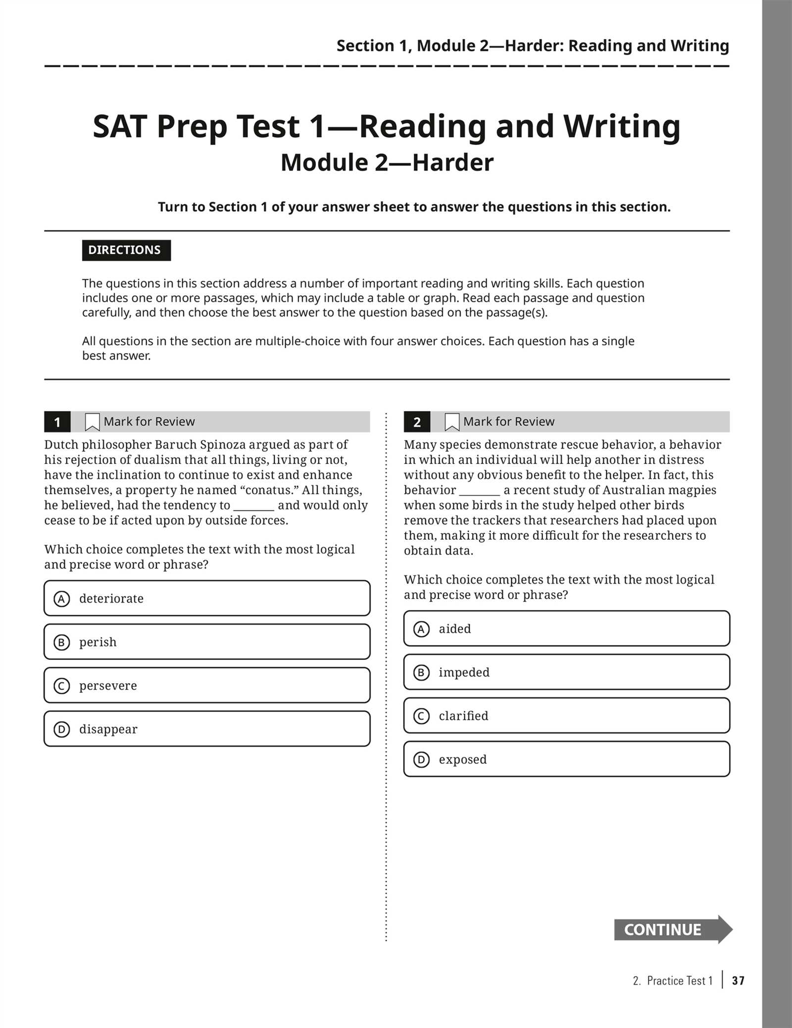 sat practice test 2 answer key