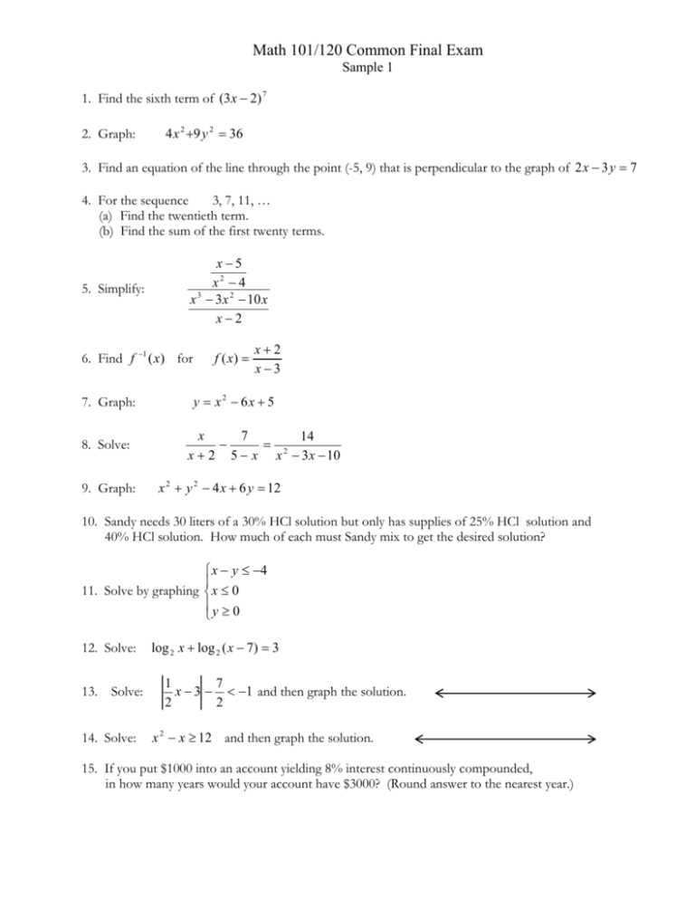 math 101 final exam answers