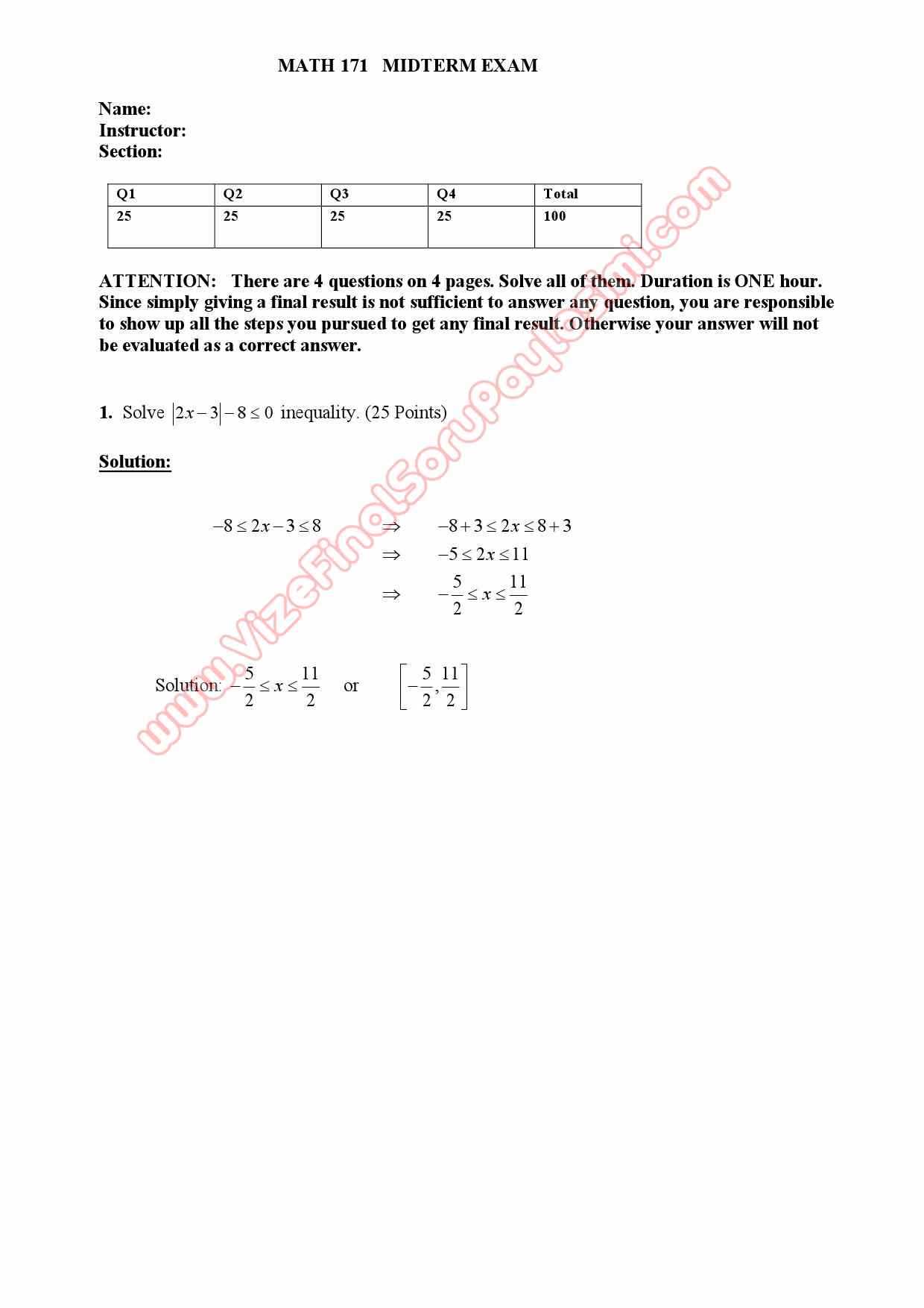 calculus i final exam with answers