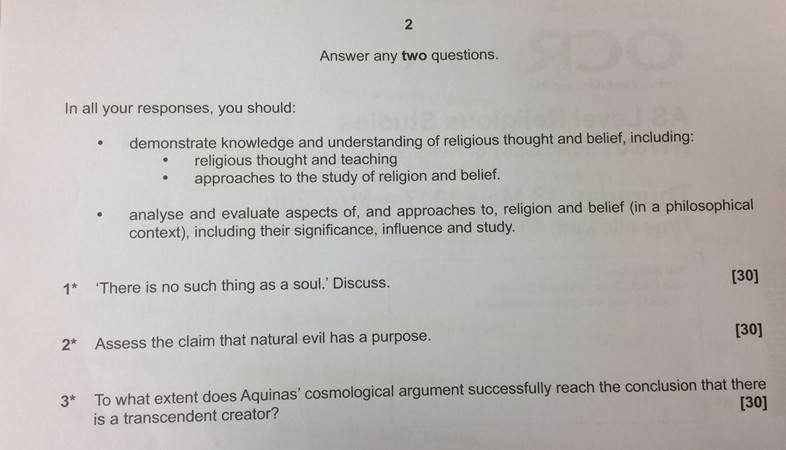 philosophy exam questions