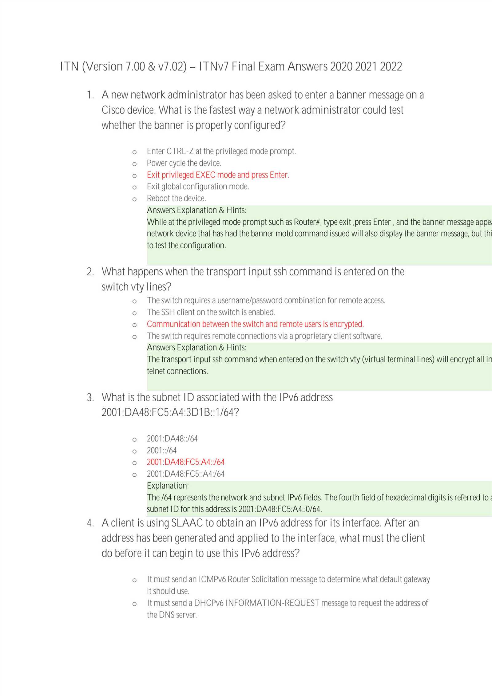 fluke final exam answers