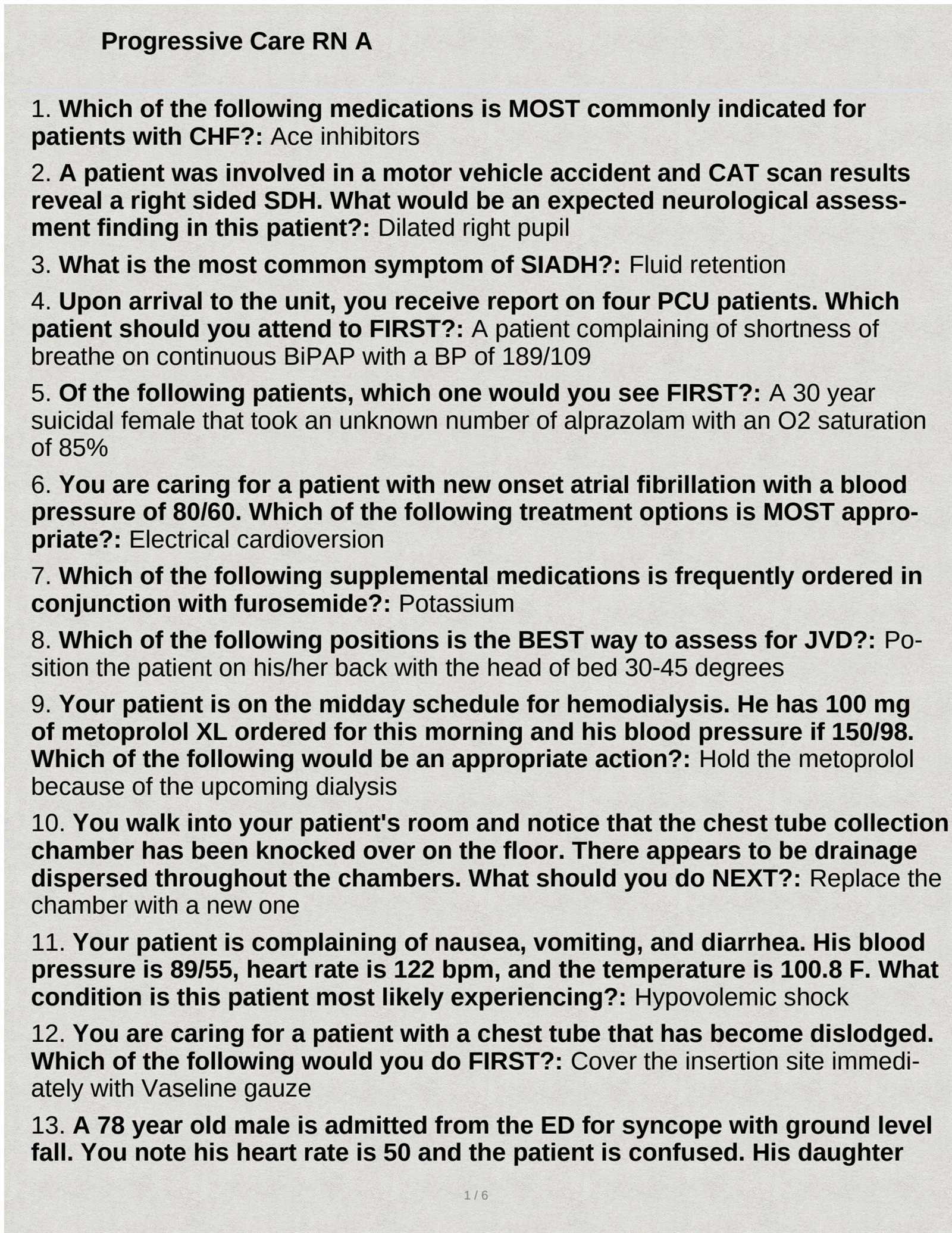 prophecy medical surgical exam a v1 answers