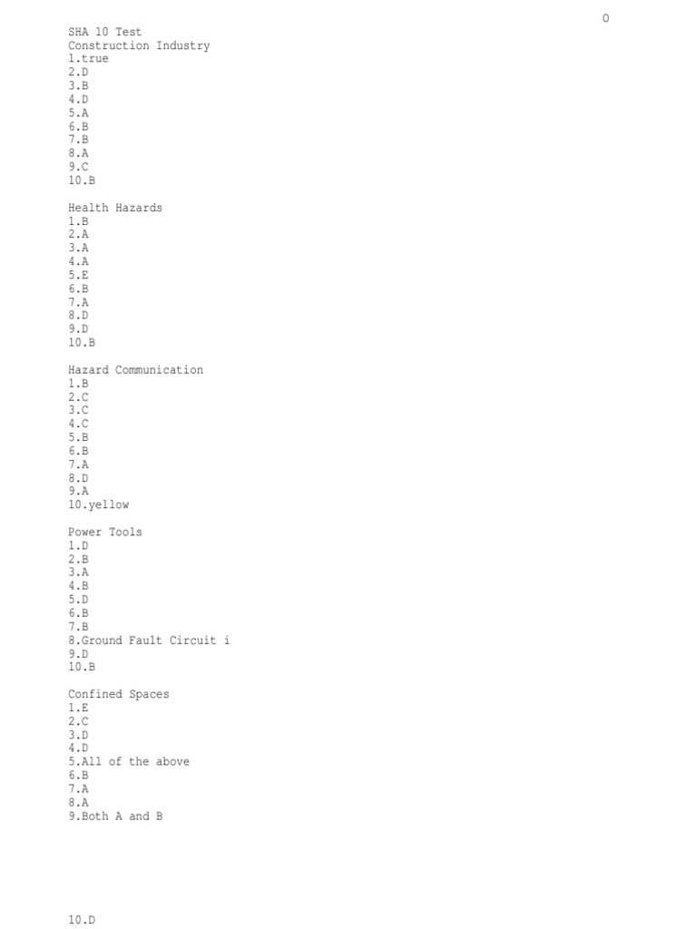 osha 10 electrical safety exam answers