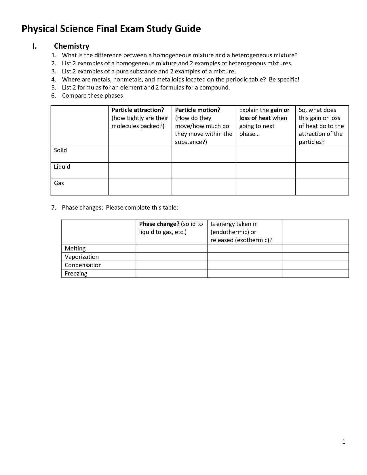 physical science final exam study guide with answers