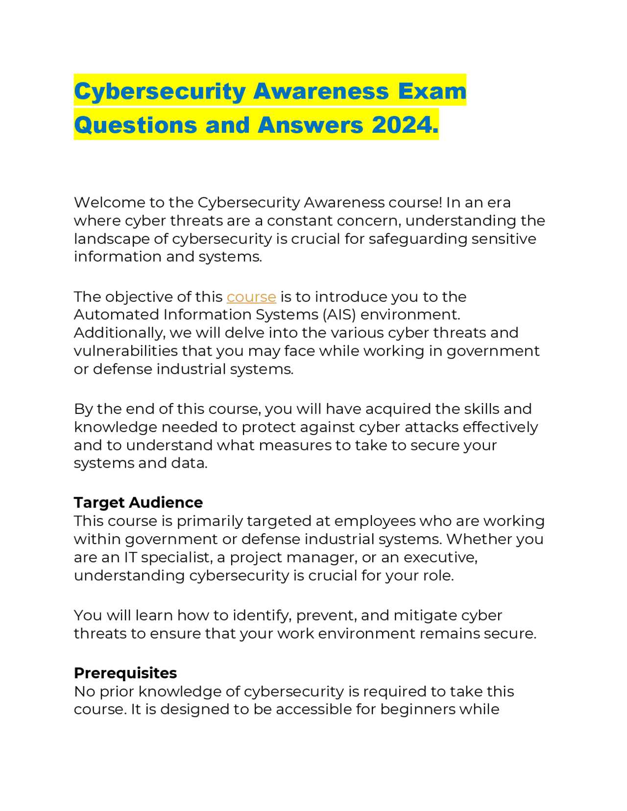 dod cyber awareness challenge exam answers