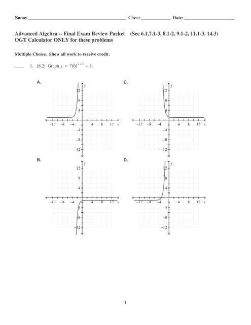 algebra 1 final exam review