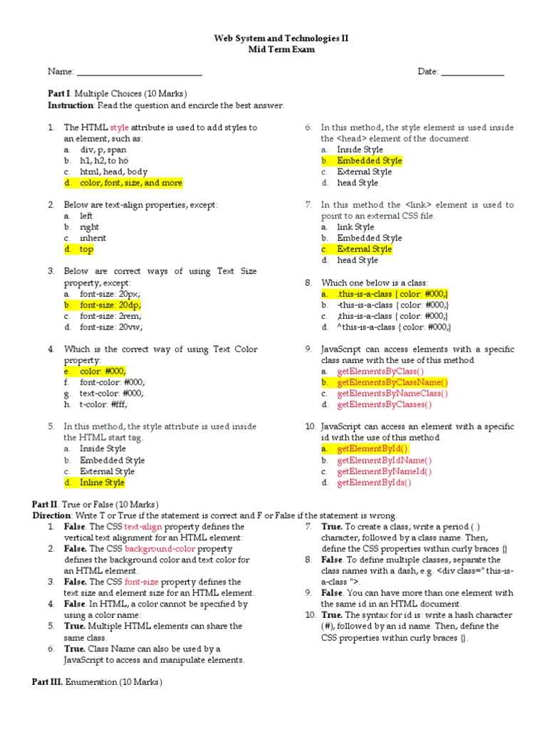 web programming exam questions and answers