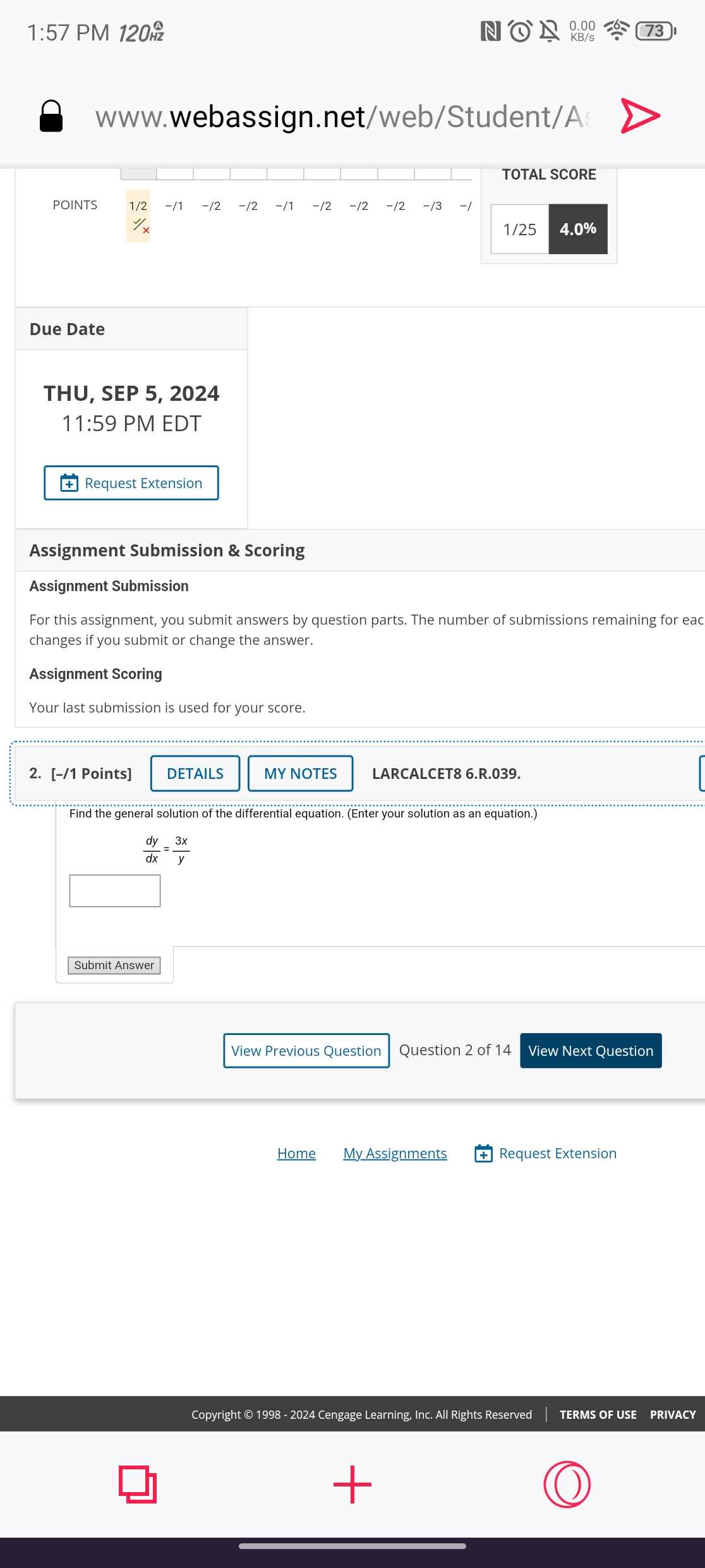 webassign calculus 2 homework answers