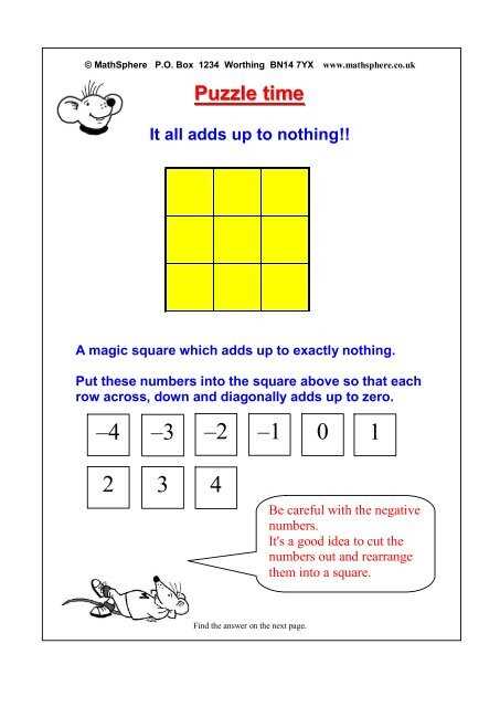 puzzle time answers