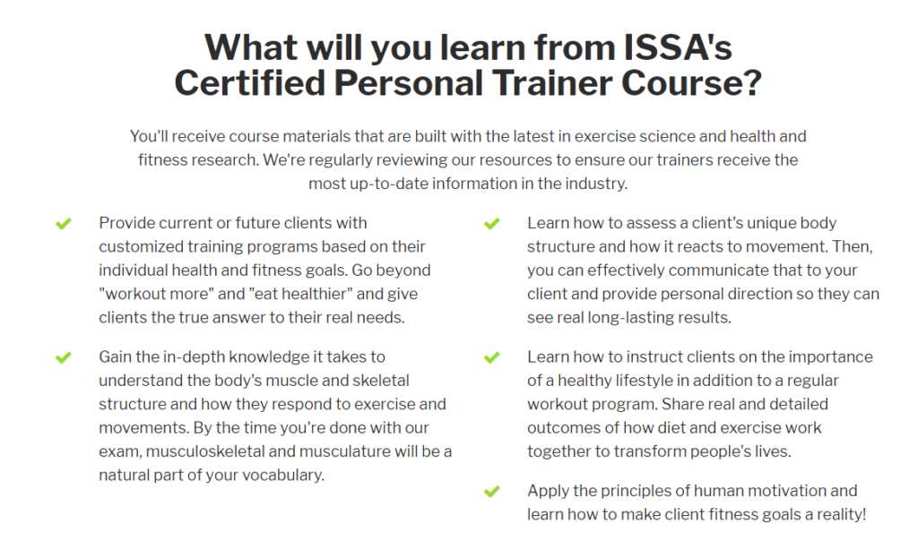 issa personal trainer exam answers