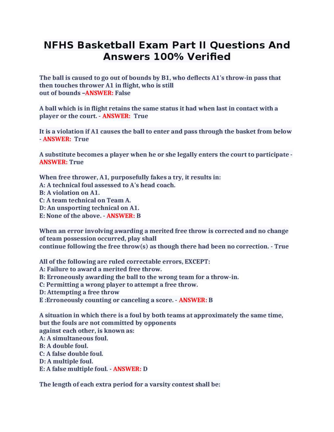 2025 nfhs baseball exam answer key