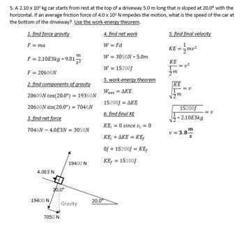 work energy calculations the physics classroom answers