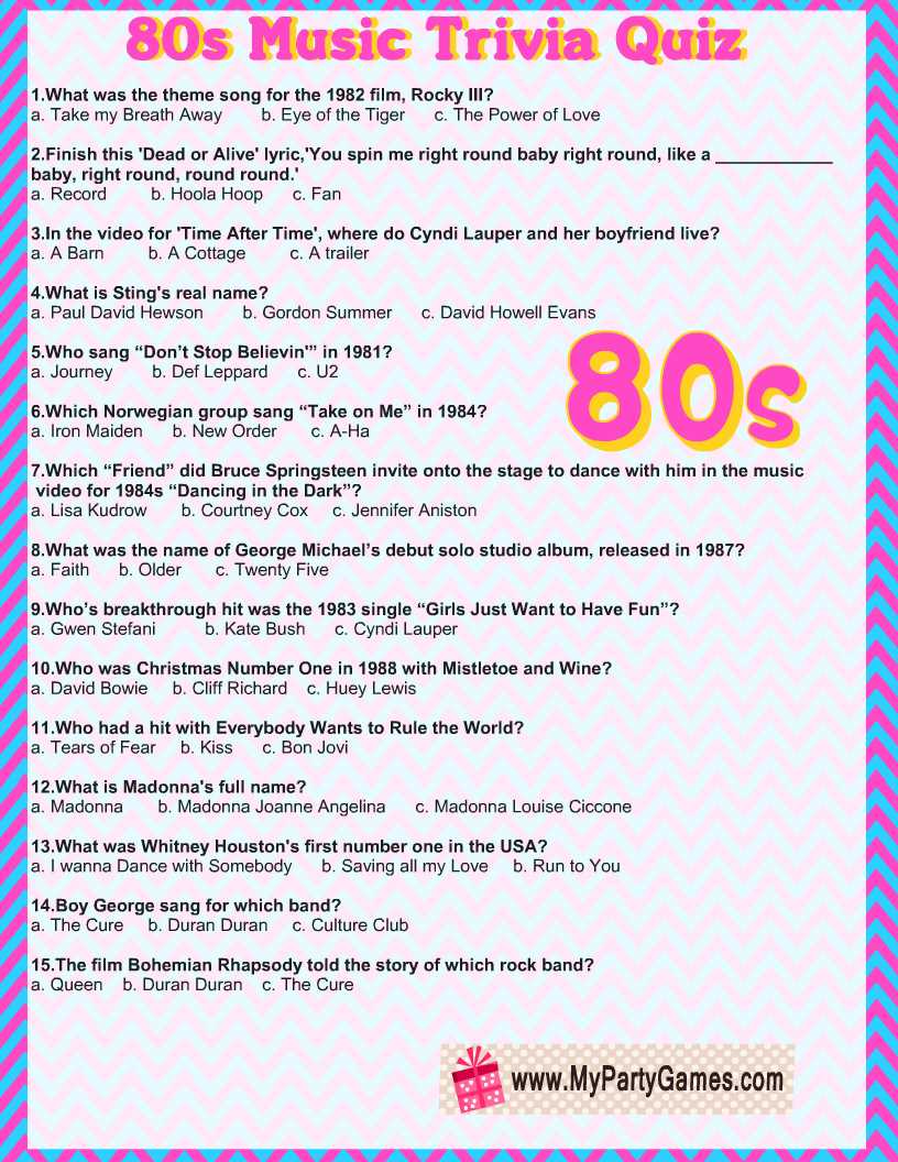 pop music trivia questions and answers