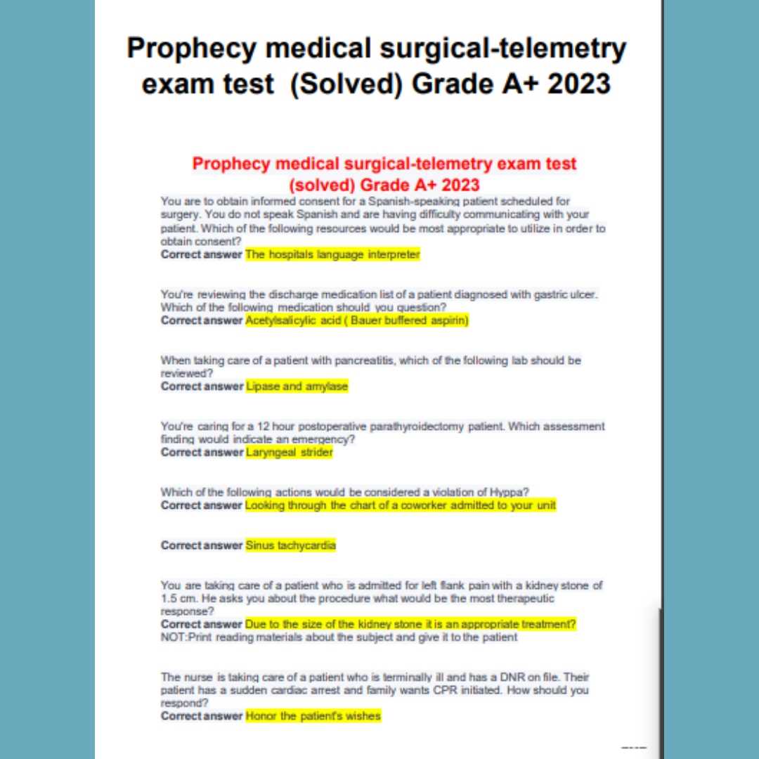 prophecy test answers