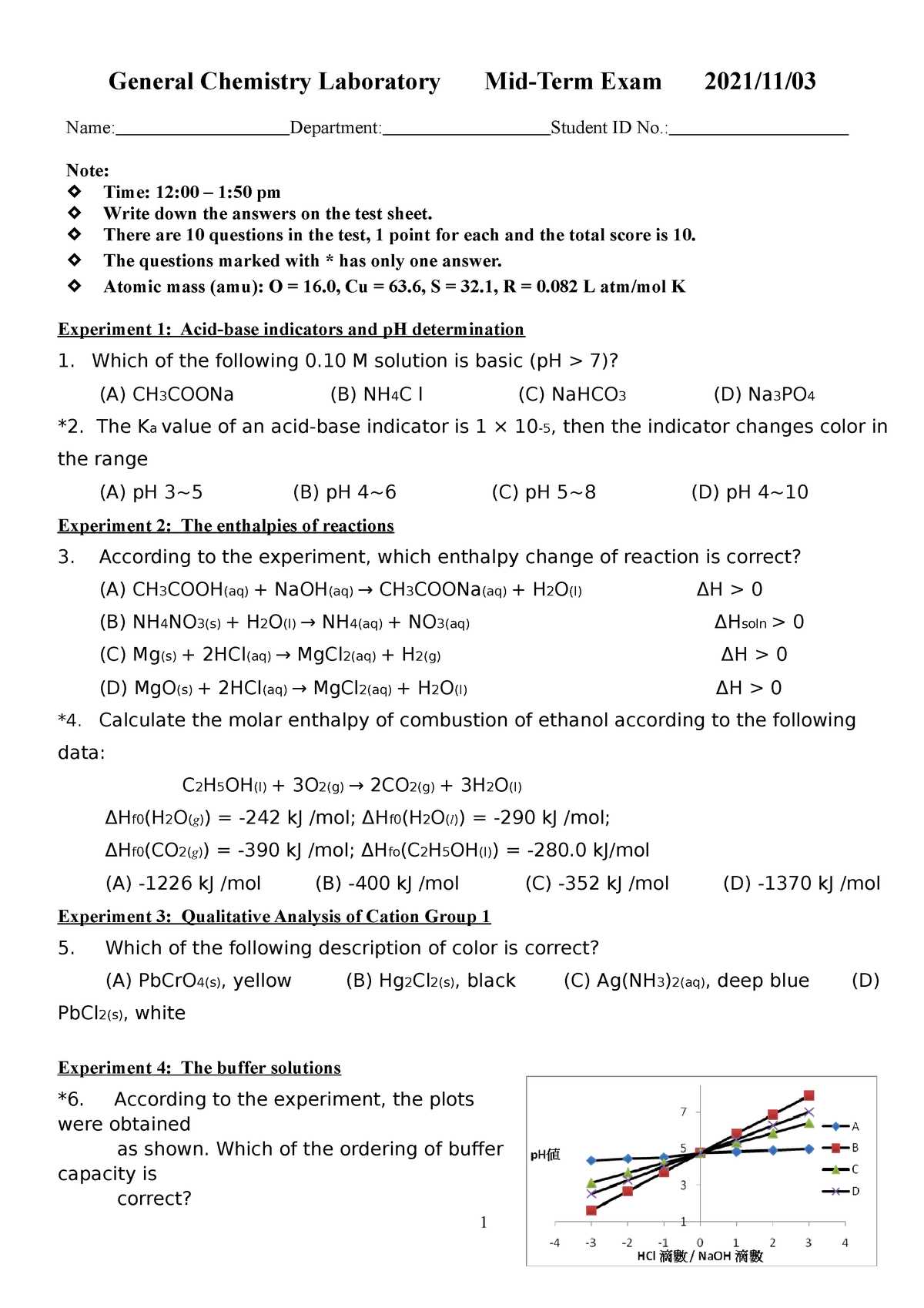 general chemistry 2 final exam questions and answers