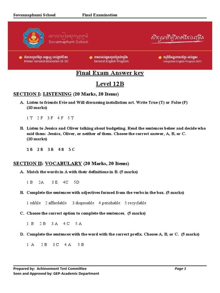 ied final exam answer key