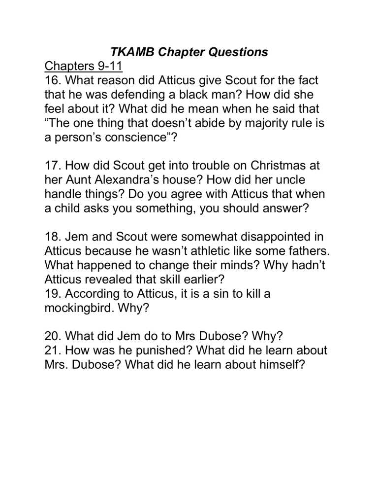 to kill a mockingbird chapter 9 questions and answers