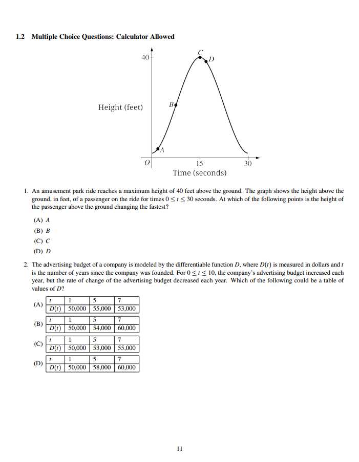 ap calculus ab exam multiple choice answers