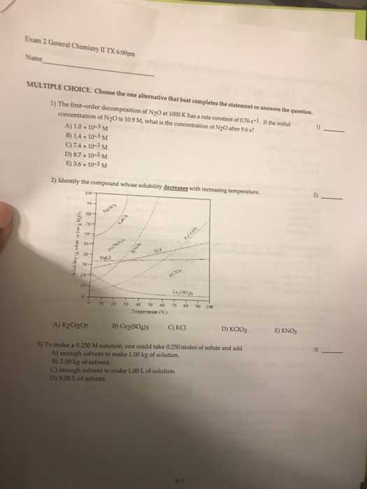 general chemistry 2 final exam questions and answers