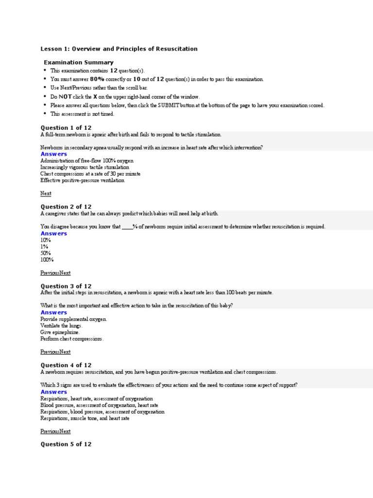 nrp exam lesson 2 answers