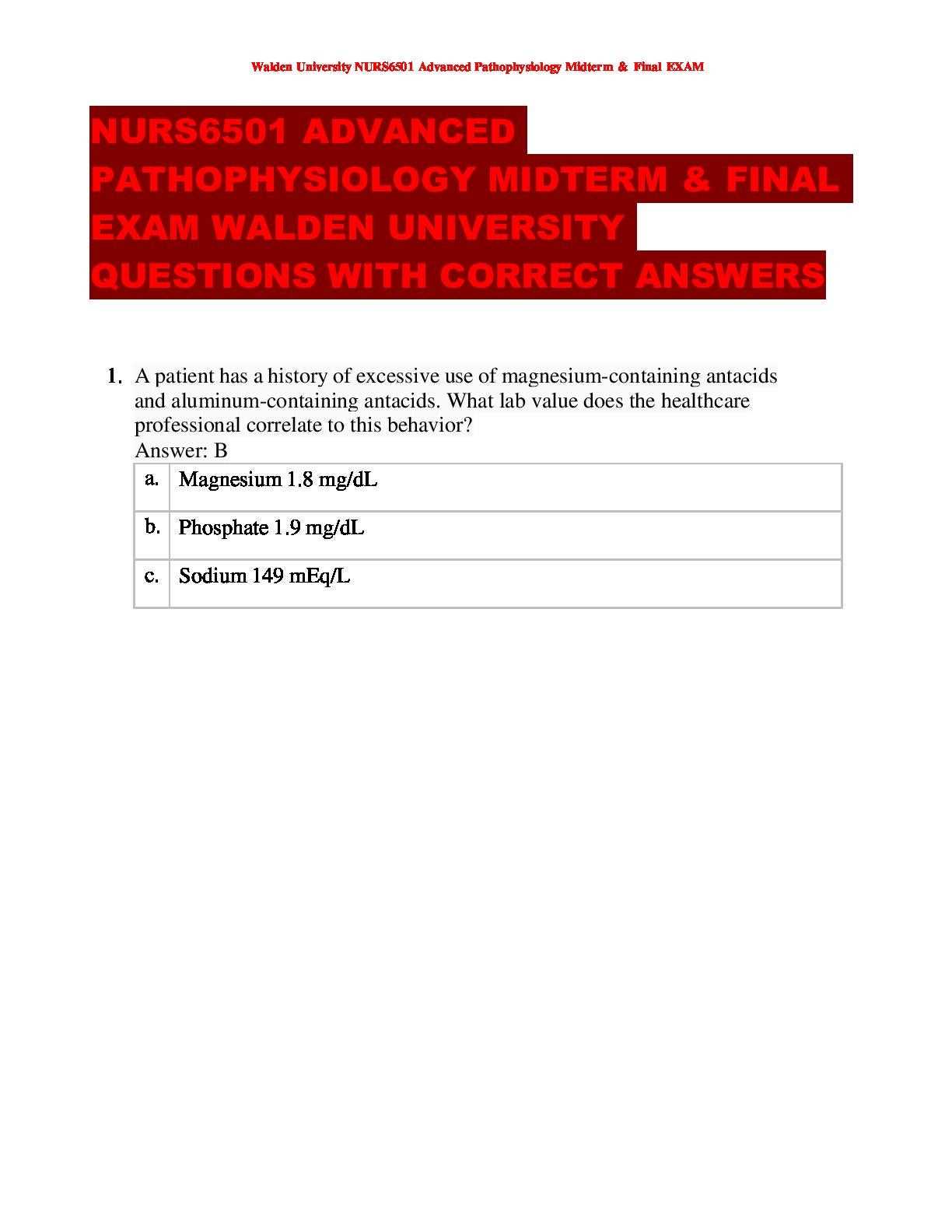 advanced pathophysiology final exam questions and answers