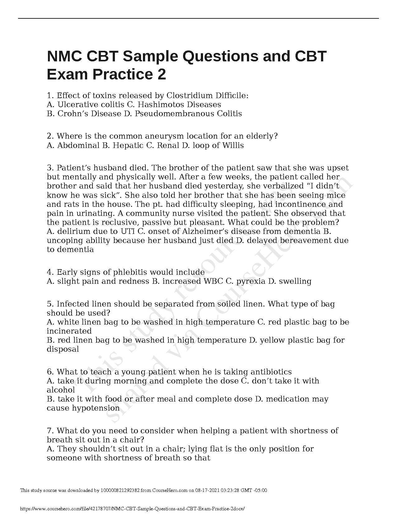 cbt exam questions and answers