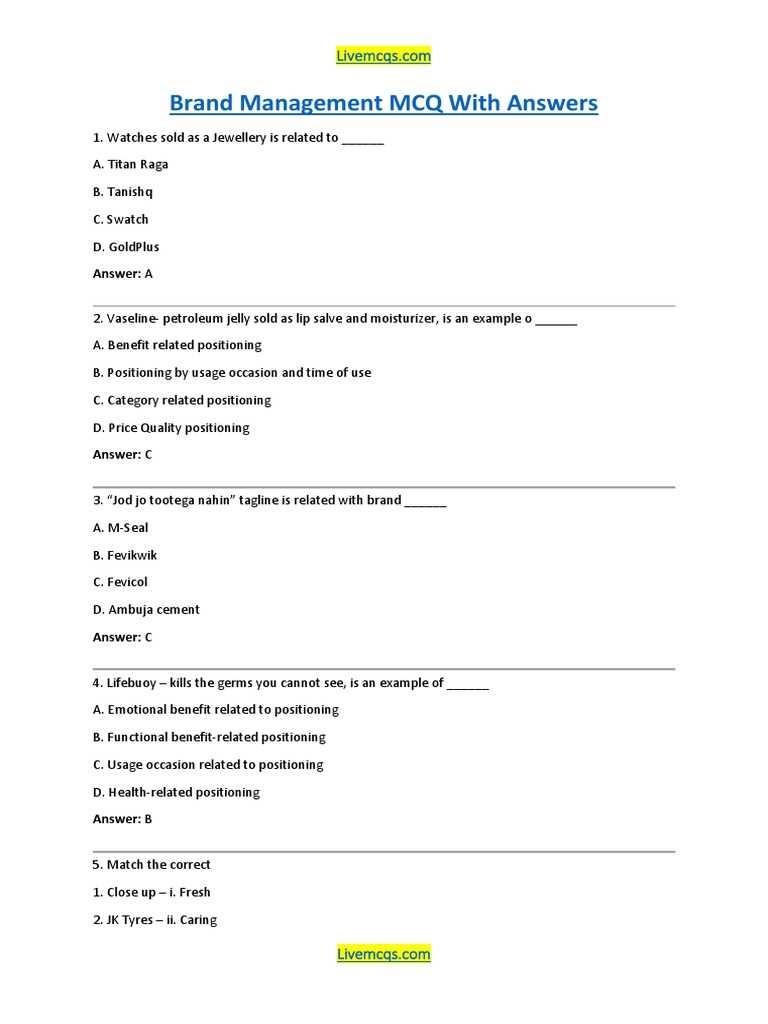 swayam brand management final exam mcq and answers