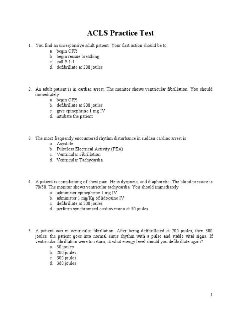 2015 acls exam answers