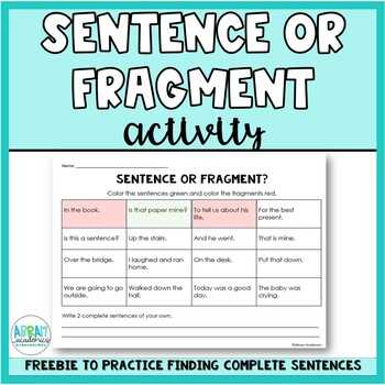 identifying sentence fragments practice a worksheet 1 answers