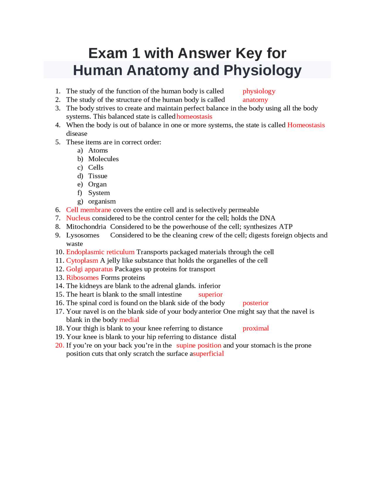 anatomy and physiology practice exams with answers