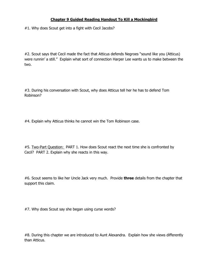 to kill a mockingbird chapter 9 questions and answers