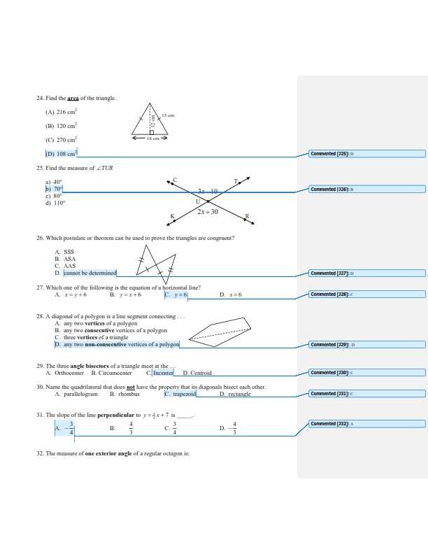 geometry spring final exam answers