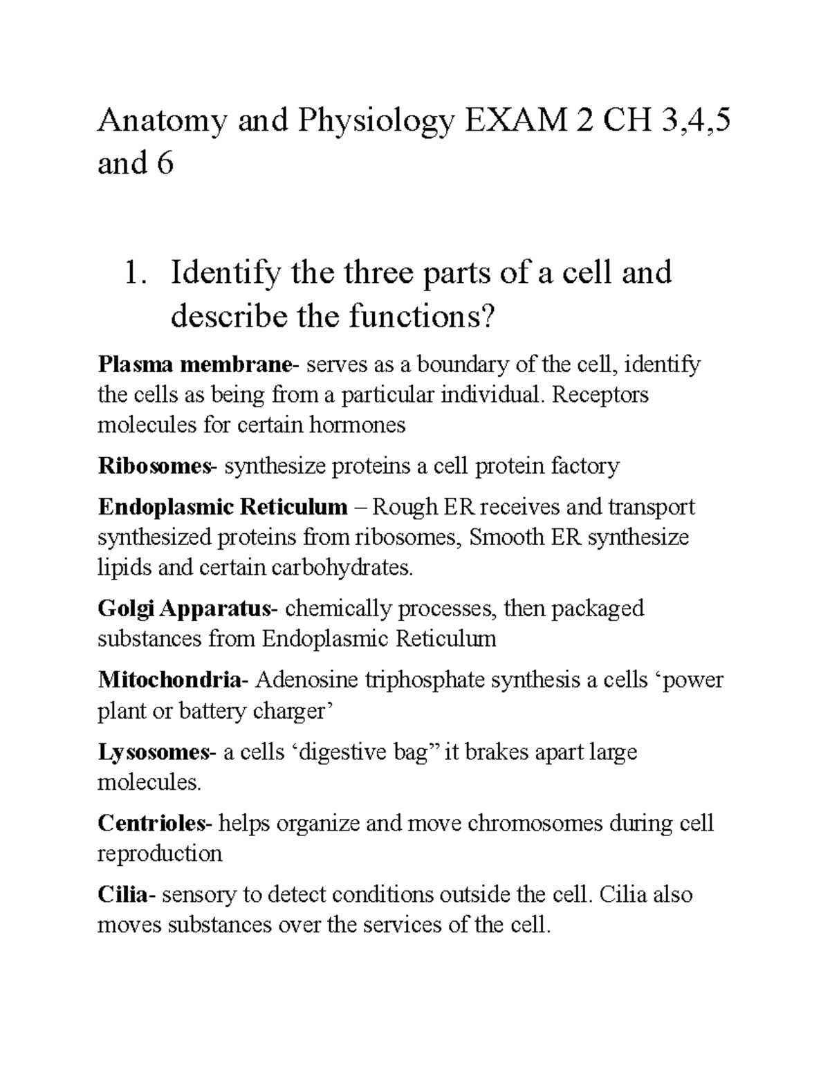 anatomy and physiology exam 2