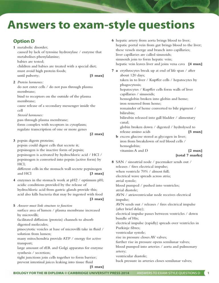 practice exam style questions. chemistry for the ib answers