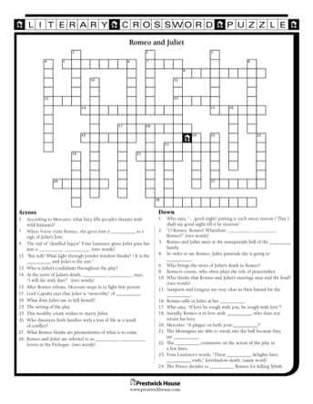 romeo and juliet crossword puzzle answers