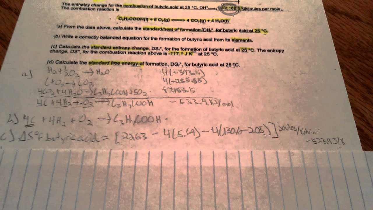 1994 ap chemistry free response answers