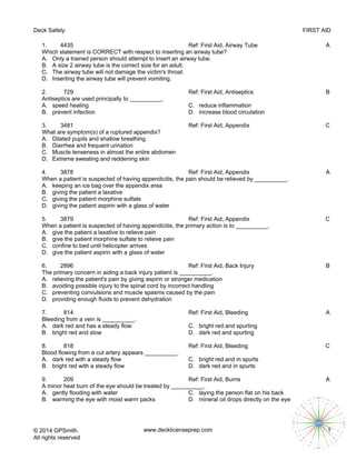 first aid answers exams